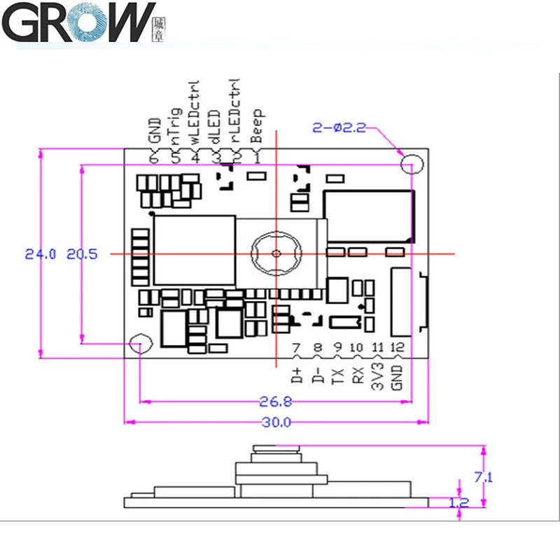 Grow GM68 1d 2D Barcode Scanner Module with USB Uart