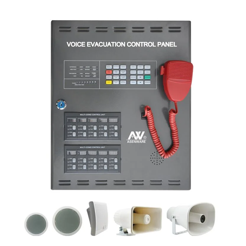 Panel de control de evacuación por voz para reproducir automáticamente la pista de audio grabados previamente