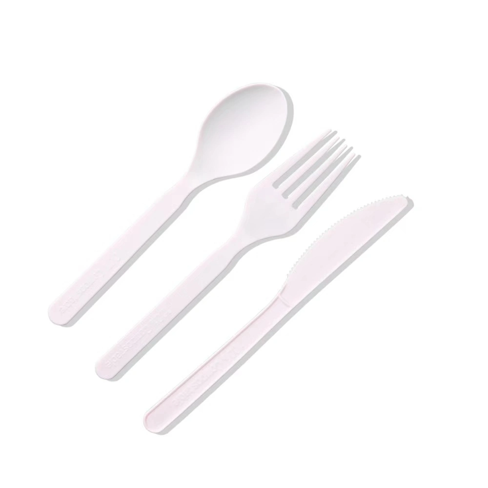 Natural PLA Disposabe Eco Friendly Cutlery Set, Forks Knives and Spoons