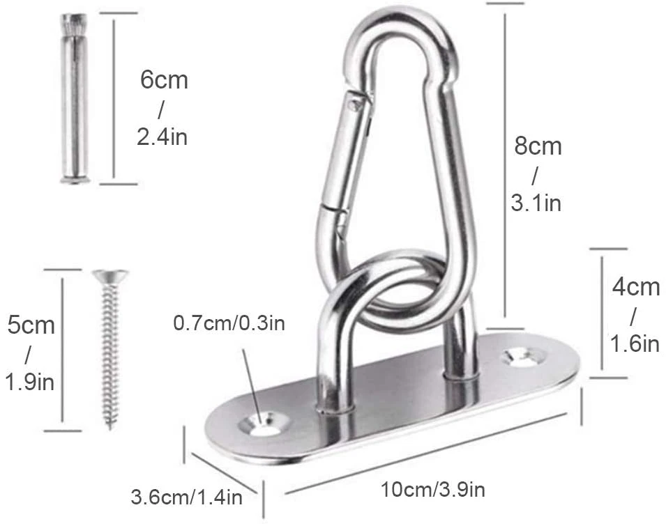 Kit de colgantes de acero Hangers-Stainless columpio columpio Hamaca Spinner giratorio de perchas Camping Parque Infantil de primavera para porche Playset adjunto