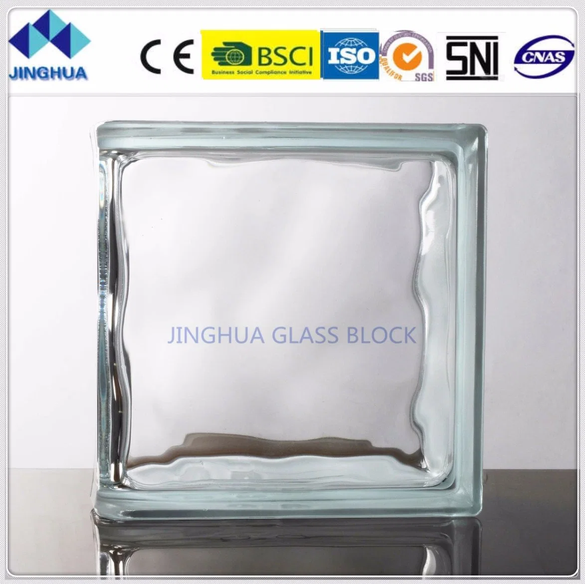 La mejor calidad Jinghua hombro Claro 190x190x80mm de ladrillo y bloque de vidrio