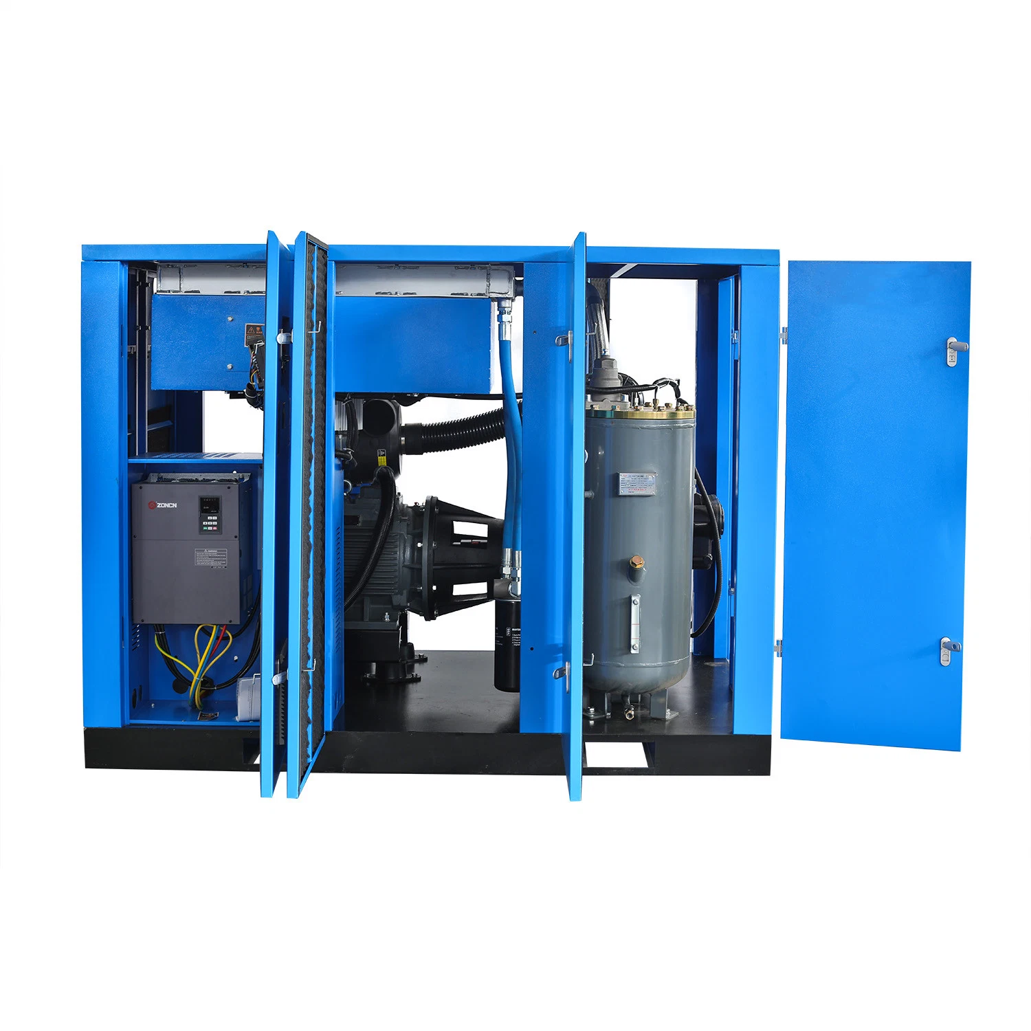 110kw 150HP Air Cooling Industrial Pm VSD Two Stage Screw Air Compressor with Energy Saving 40%