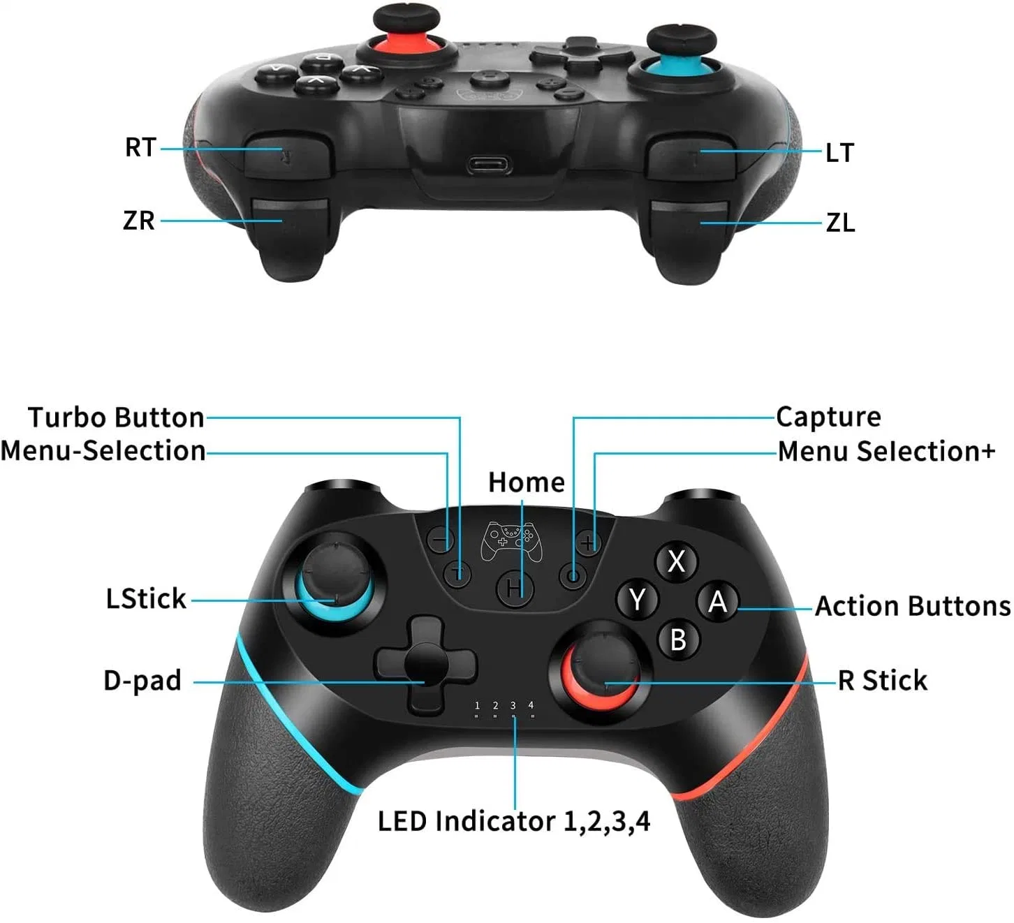 Bluetooth Gamepad for Nintendo Switch PRO Wireless Controller for Ns Switch Video Game USB Joystick Control