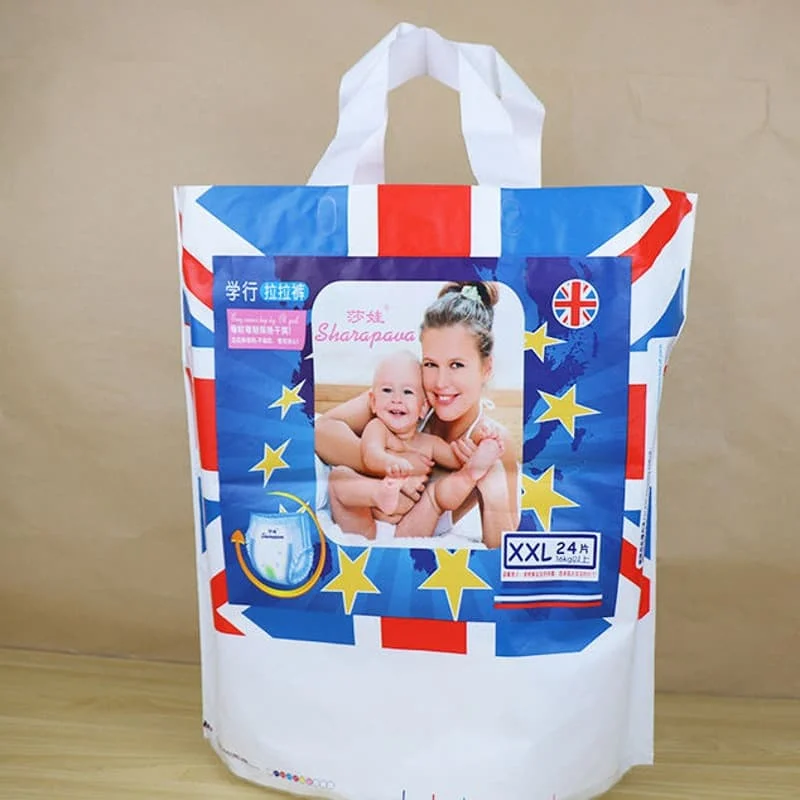 Большое количество Custom Printed Baby Diaper Пластмассовые упаковочные пакеты Взрослый Пеленка