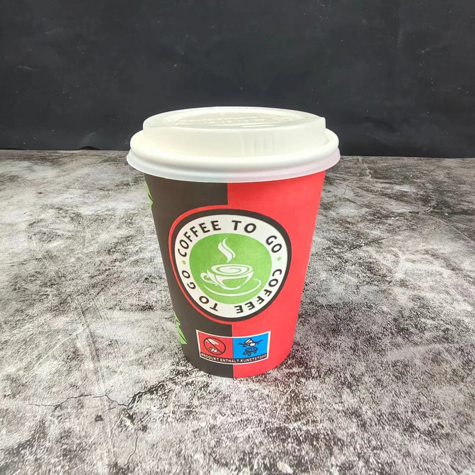 Printed Paper Coffee Cups Customized Print Logo Compostable Coffee Cups 8oz 12oz 14oz 16oz 22oz Paper Glass for Hot Drink