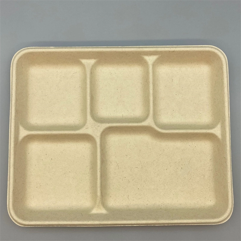 Compostable Biodegradable Wheat Straw Tableware Retangle 5coms Food Tray