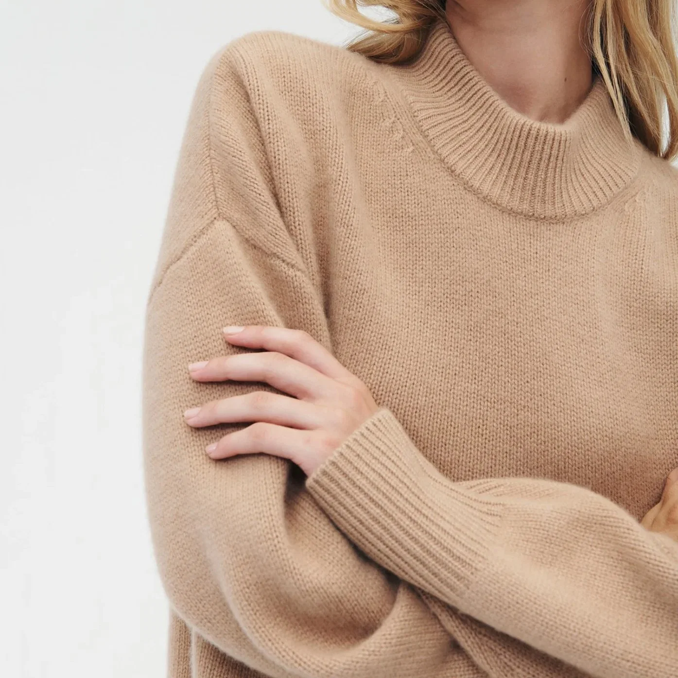 Autumn Winter Heavenly Soft Mock-Neck Pullover Cashmere Knitted Jumper Sweater Apparel