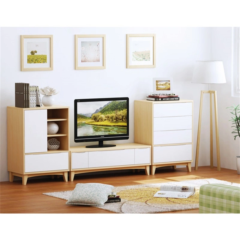 Light Brown Wooden TV Stand with Heavy Feet