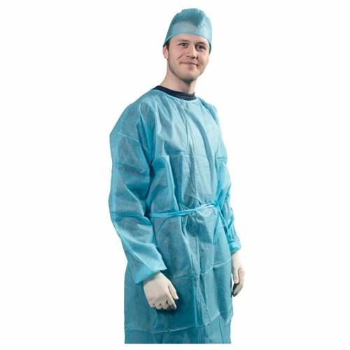 Fumo Non Woven Waterproof Disposable Isolation Lab Gown with Knitted Cuffs