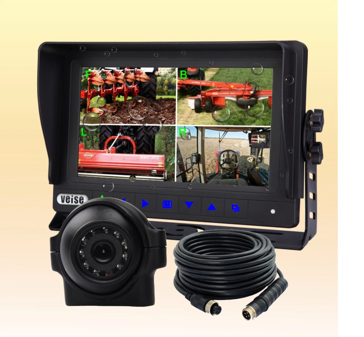 Sistema de cámara de seguridad con cable con monitor LCD TFT resistente al agua IP69K