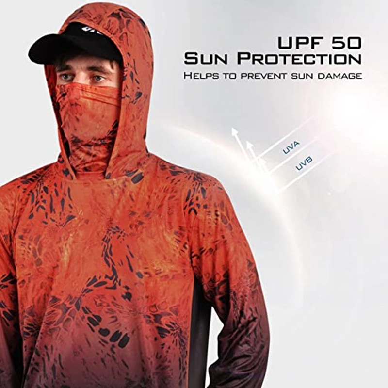 UPF 50+ respirante à séchage rapide pour hommes S chemises de pêche à manches longues personnalisées Design Mask Hooded pêche Hooded vêtements de pêche