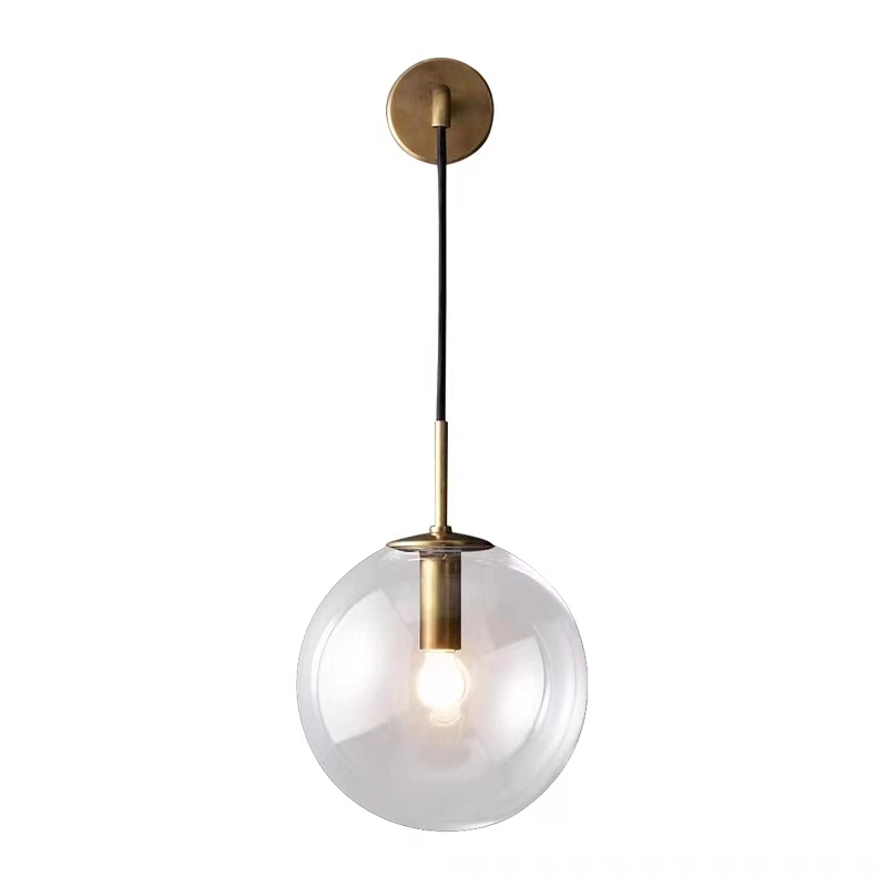 Post-Modern American Simple Retro Glass Ball Brass Gold LED Chandelier