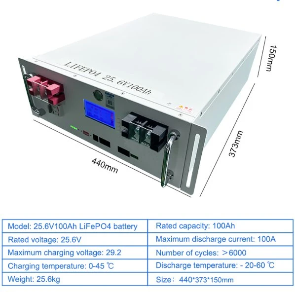 OEM Hersteller Rack-Typ Batterie 2,56kw Energiespeicher Batterie Lithium 25,6V 100Ah