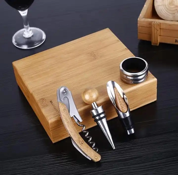 Deluxe Design Bamboo Wine Opener Set with Bamboo Box