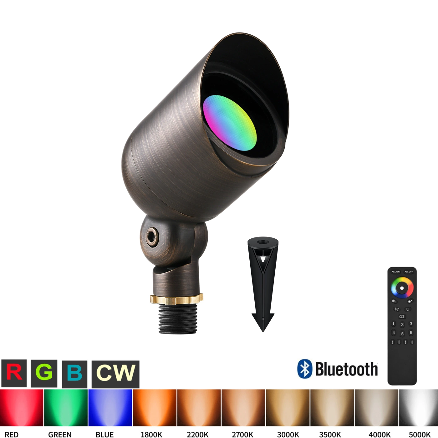 RGB SMART Color Изменение цвета IP67 12В LED Низкое напряжение Best Садовое освещение на заднем дворе Садовое освещение на открытом воздухе латунь Пейзаж освещение