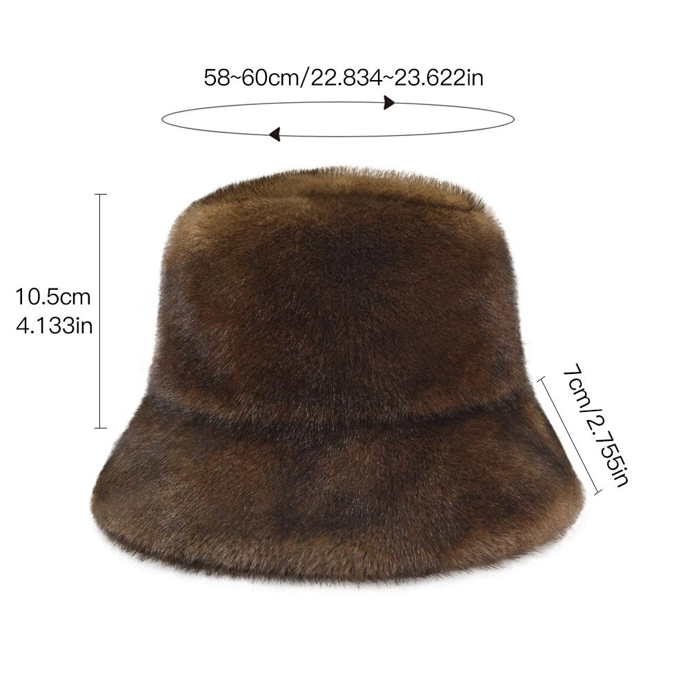 Faux Mink Winter Bucket Hats Custom Wholesale/Supplier Women Bucket Cap Outdoor Winter Cap