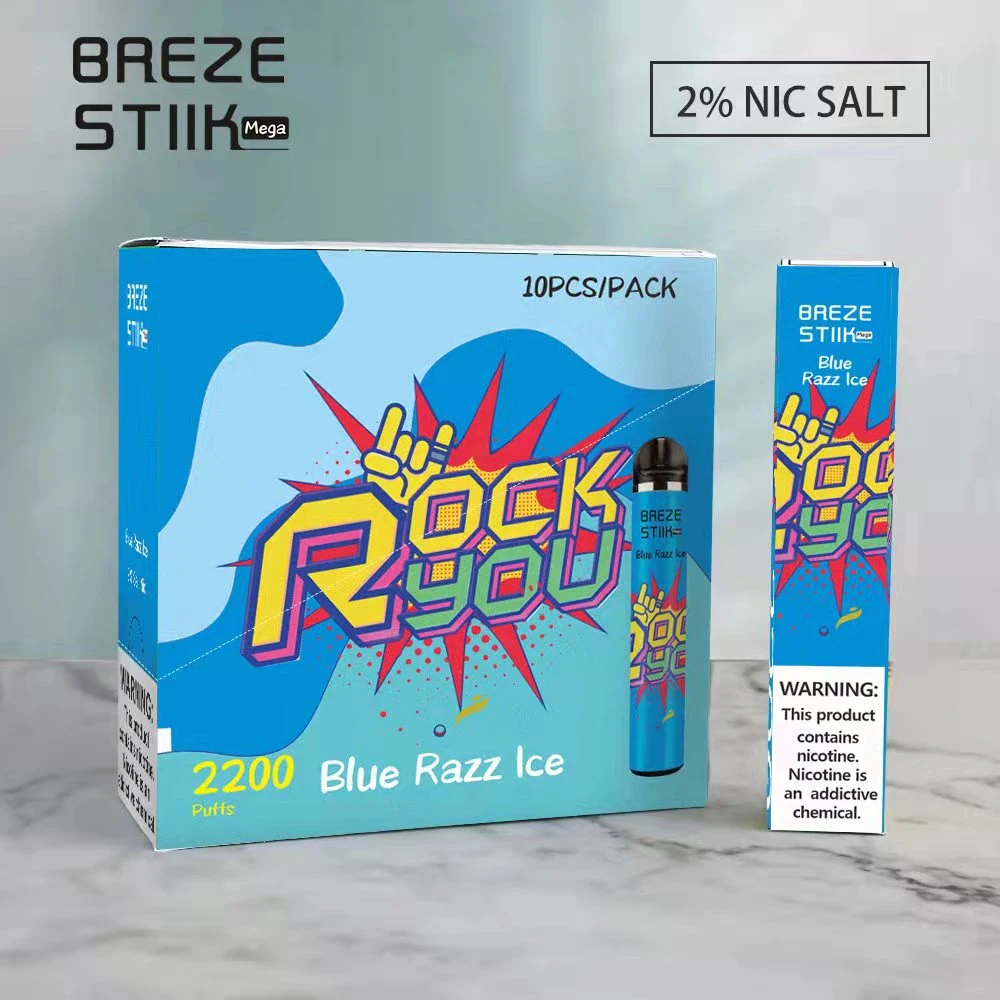 Высшее качество Breze Stiik Mega 2200 Puffs одноразовые пакетики Vape комплекты устройства E к прикуривателю 950Мач Pre-Filled 6мл Испаритель 16 цветов на складе Vs Bang пакетики XXL