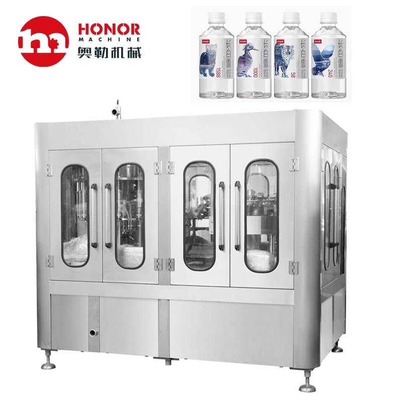 Automatic Liquid Pure Mineral Water Fruit Juice Carbonated Soft Drink Processing Bottling Machine Glass Bottle Washing Filling Capping and Packaging Production