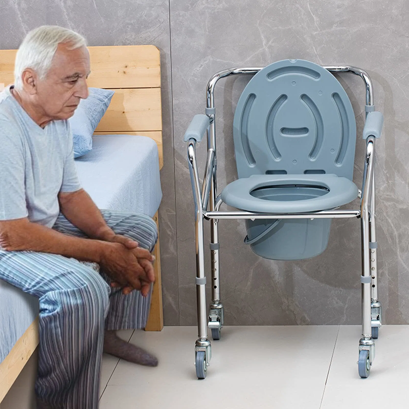 2023 New Commode Chair Easy to Use for Elderly Affordable Washroom Chair