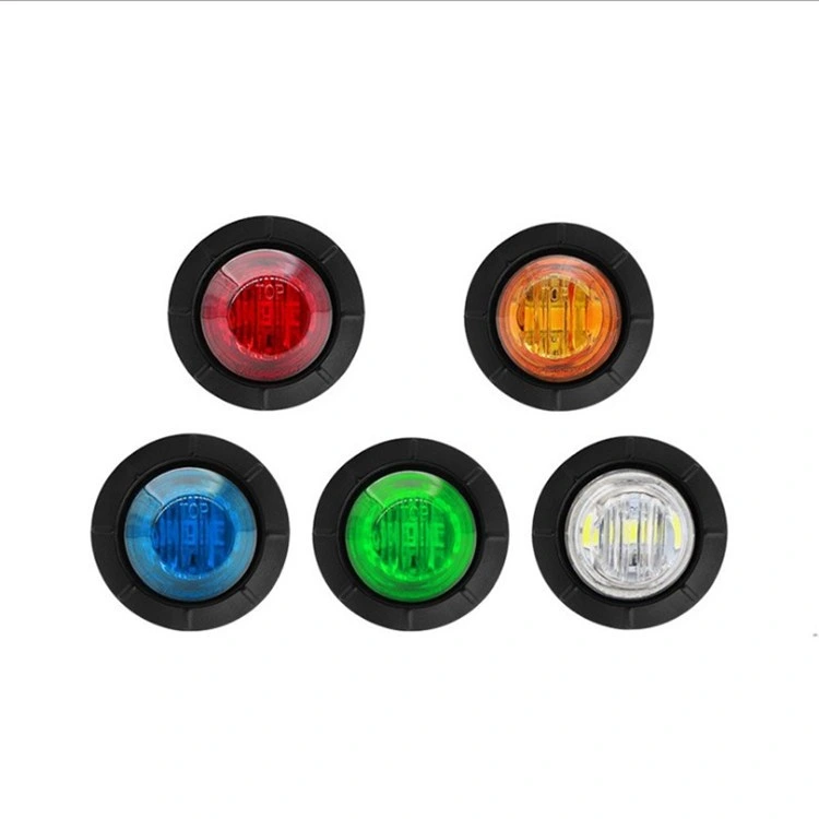 3/4 Inch Mini Clear Lens Red LED Tail Brake Stop Lamp Round Side Marker Clearance Lights for Tractor RV Trailer Truck SUV Bus