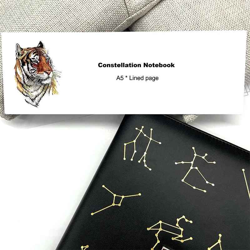 Popular Stationery Constellation Diary Custom Journal Code Lock Leather Notebook