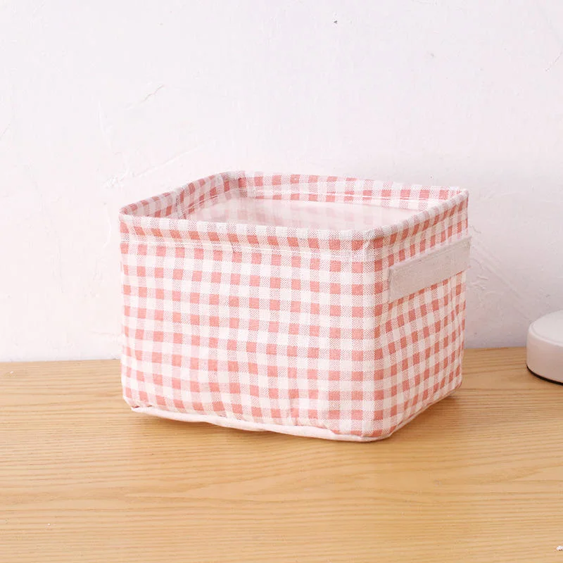 Boîtes de rangement en tissu sans couvercle pour jouets de cuisine à domicile, aliments, fruits, étuis, organisateur de fournitures de bureau sur le bureau.