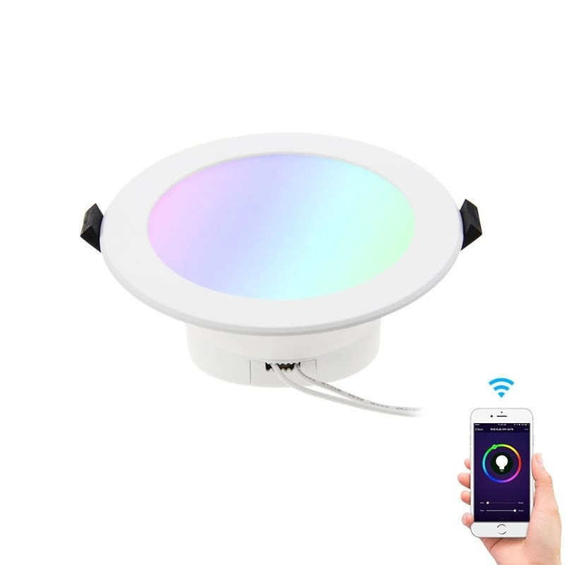 Venta caliente 7/9W Atenuación empotrables de techo LED redonda Spot WiFi de la iluminación del panel de control remoto Tuya regulable de LED de luz tenue