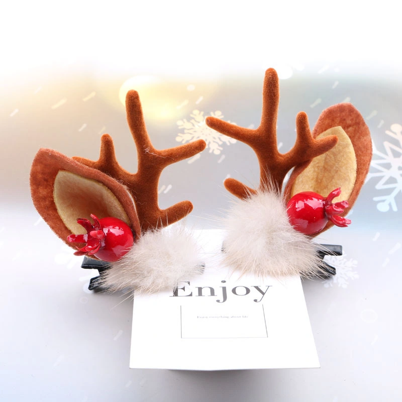 Christmas Hair Band Antler Headdress Hair Clip Female Moose Hair Ball Hair Card Burst Jewelry Adult Dream Children's Hair Accessories