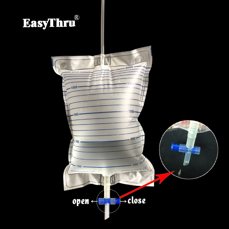 2000ml Disposable Adult Urine Drainage Bag with Cross Valve