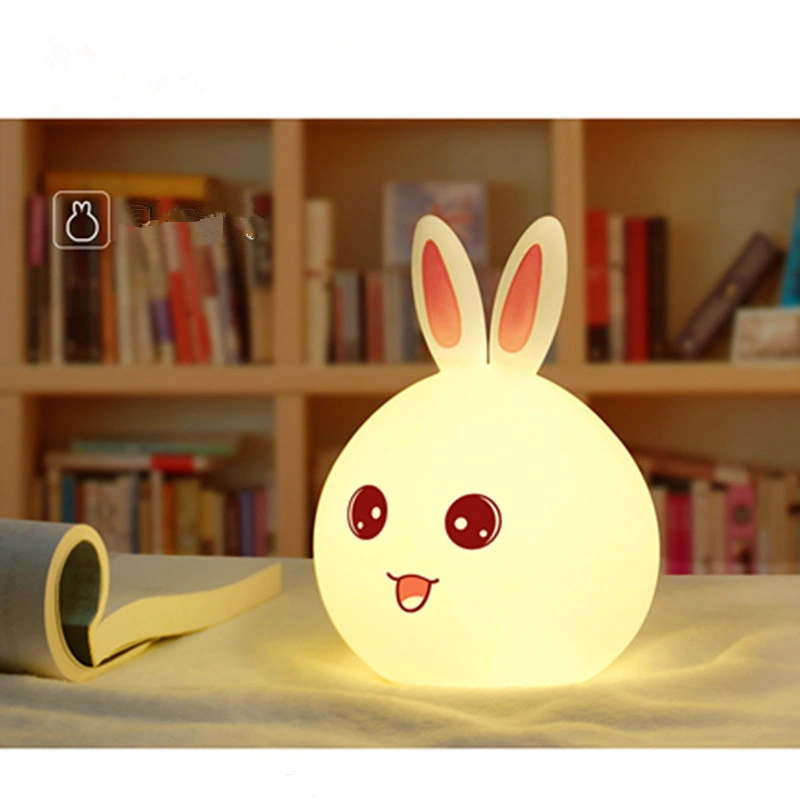 Creative Cartoon Bedside Battery Type Cute Little Rabbit Silicone Night Light