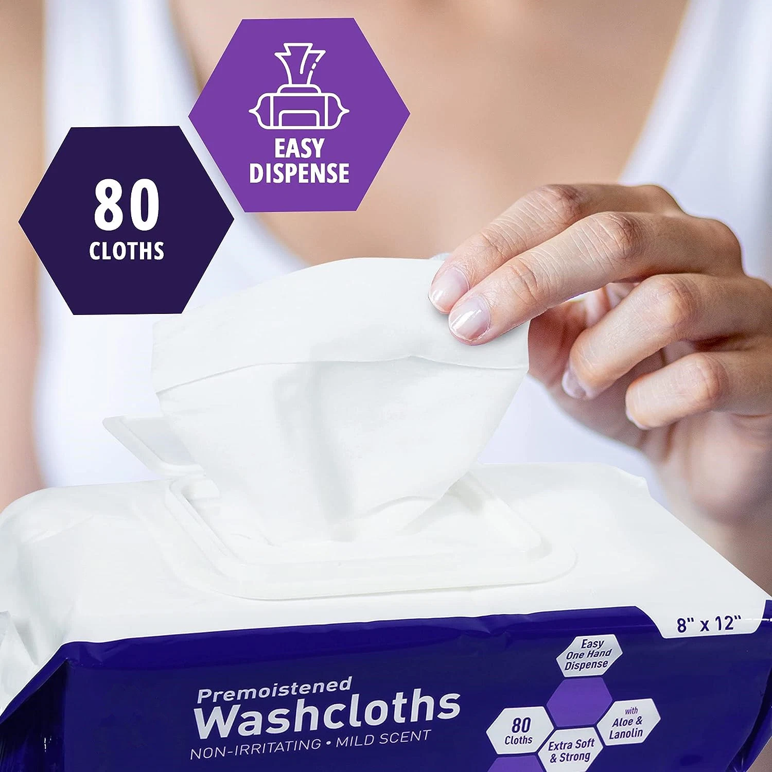 Disposable Premoistened Washcloths - Adult Cloth Wipes for Sensitive Skin Extra Soft Incontinence Wipes