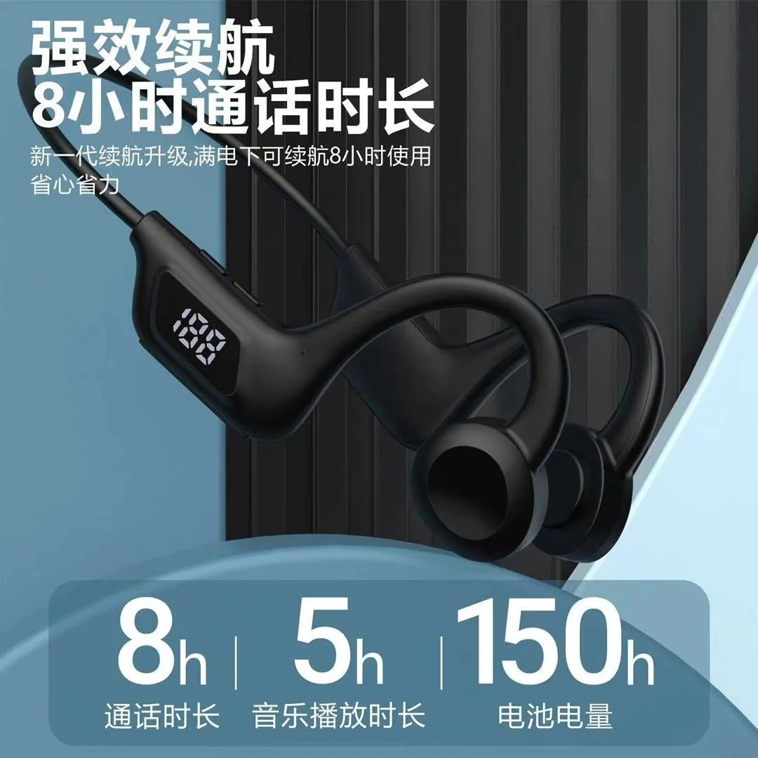 New U9 Bone Conduction Wireless Headphones Sports Waterproof Run LED Display Earphones Headsets Noise Reduction Wireless Headset