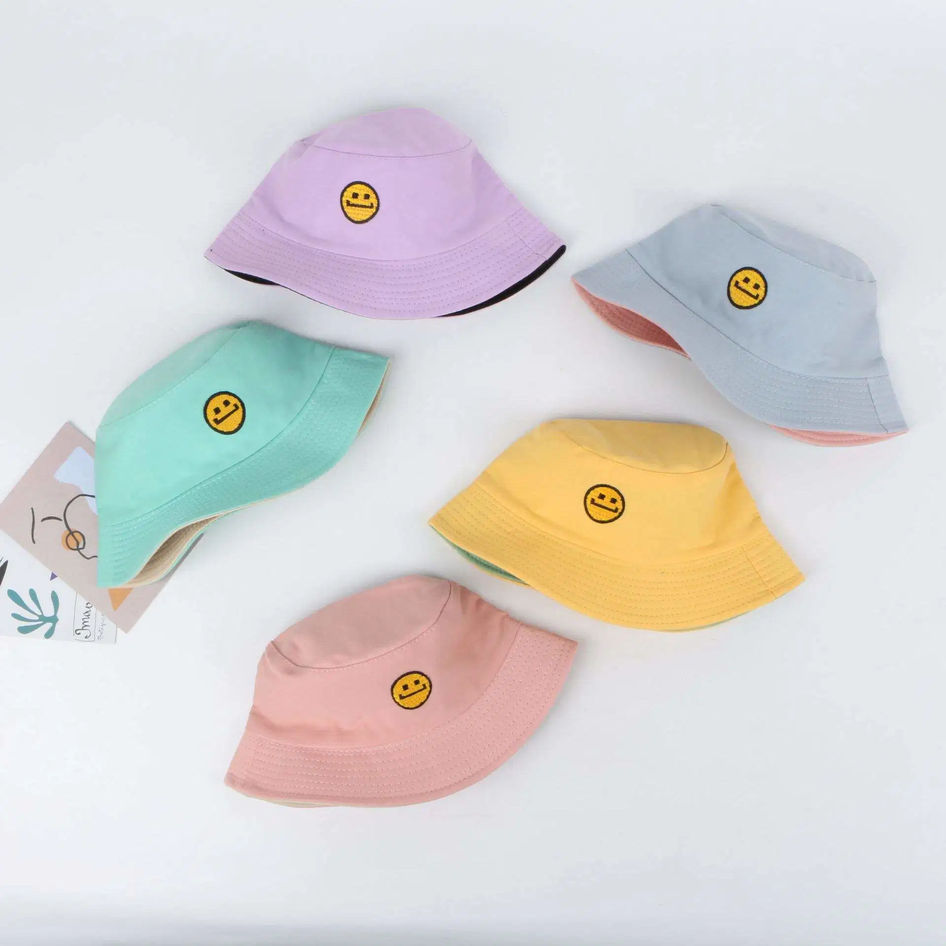 Custom Embroidered Logo Kid Reversible Bucket Hats Toddler Girl Bucket Hat Cap