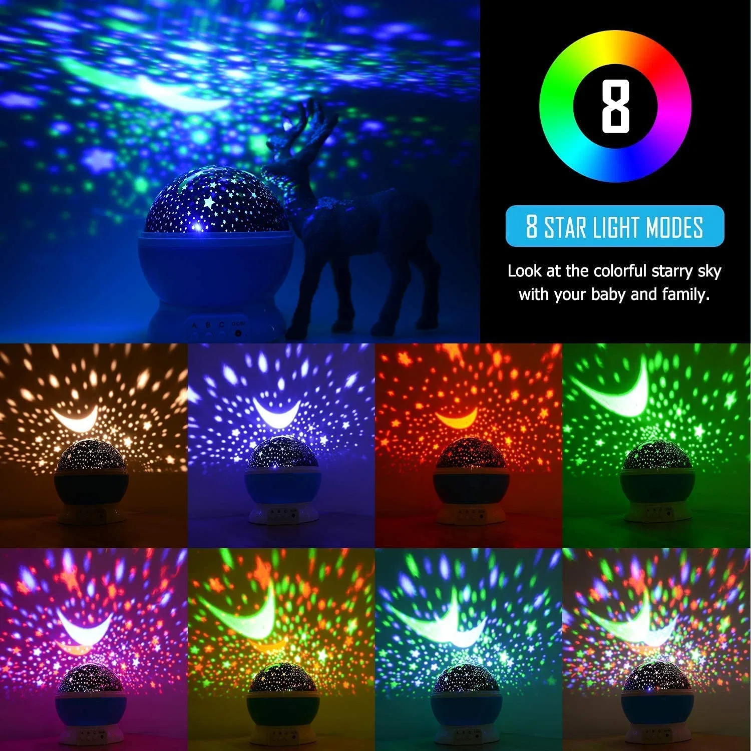 Lila LED-Nachtlichtprojektor mit 6 Projektion