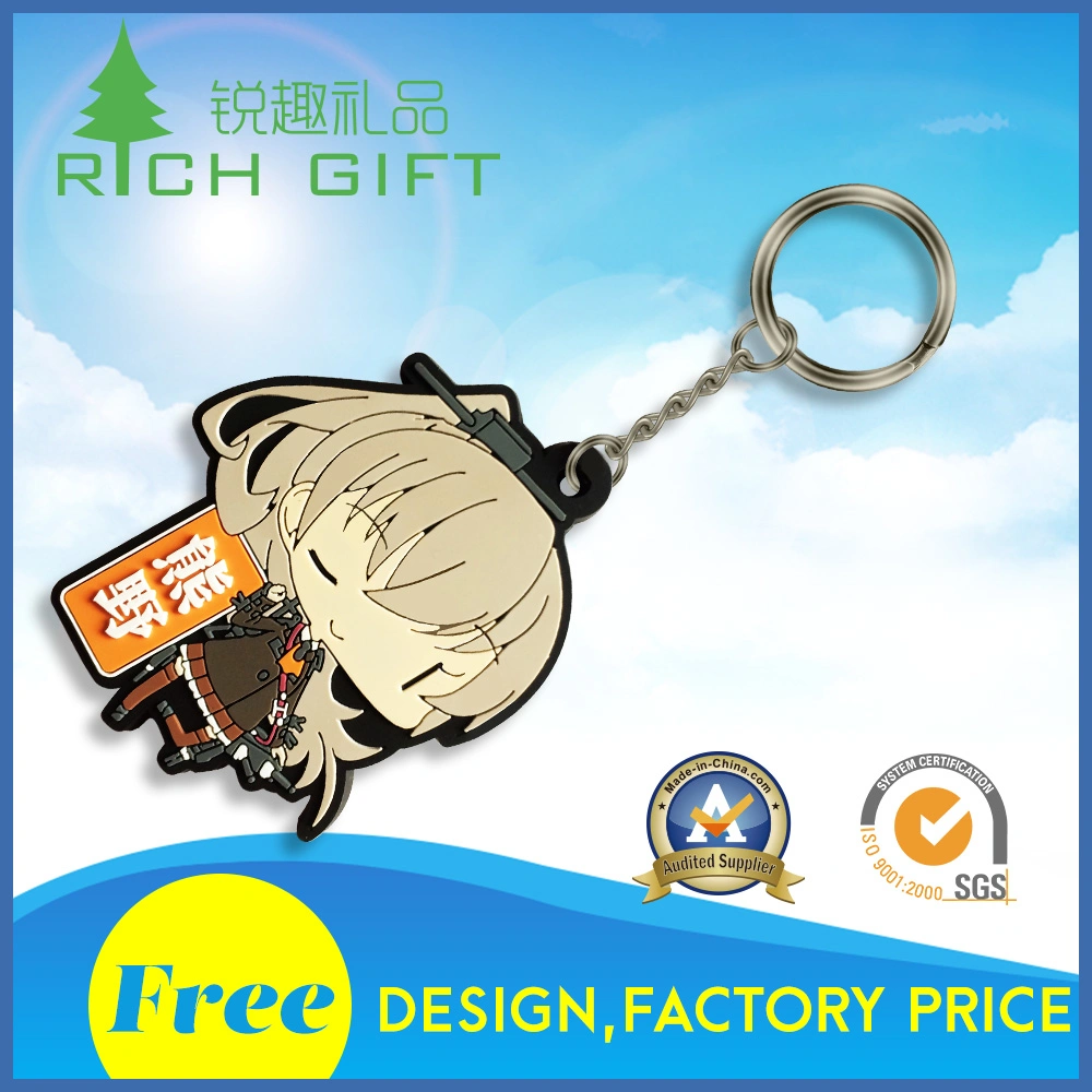 Factory Wholesale/Supplier Custom PVC Rubber Number Letter Keychain 3D Company Logo Rubber Keyring