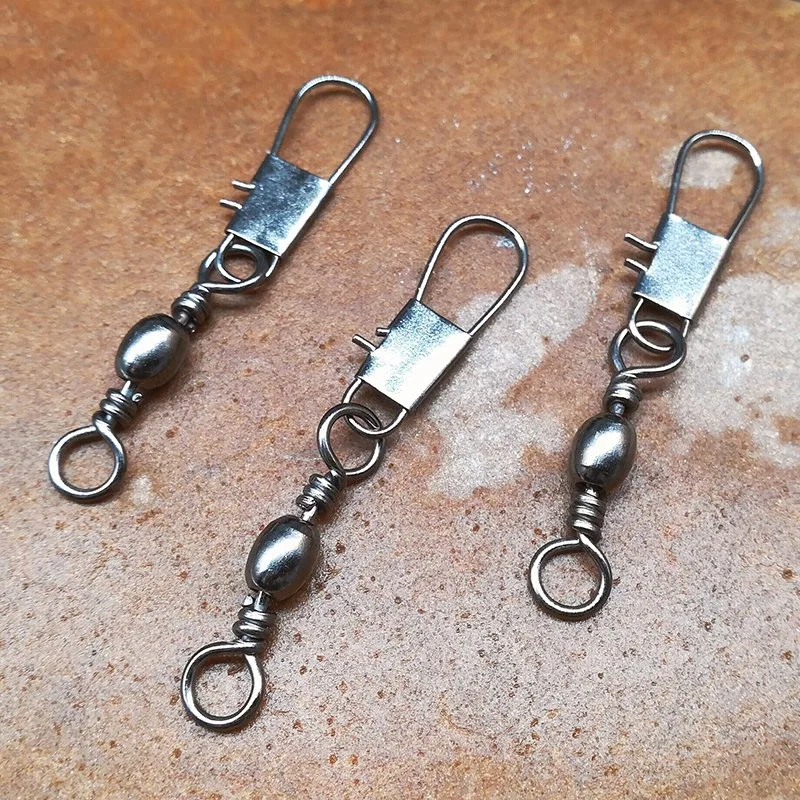 Fishing Accessories Connector Type B & Barrel Swivel Rotary Pin Copper Iron Black White Ring Snap Fishing