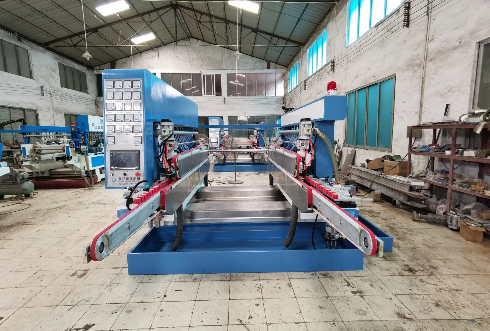 Window and Door Glass Double Edging Machine Processing Line in PLC Control with High Efficiency