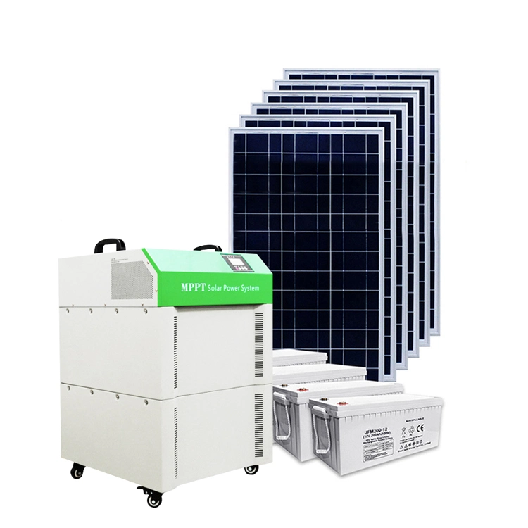 Sistema de Energia solar Kit Solar de 2 kw/24 V Portátil Off Grid Mobile Sistema de alimentação solar com visor LCD