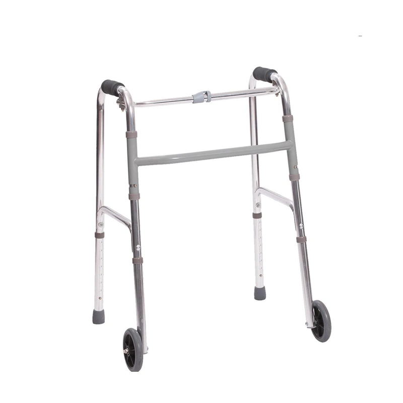 Mobility Products One Button Anodized Aluminum Walker with 5" Wheels for Elderly