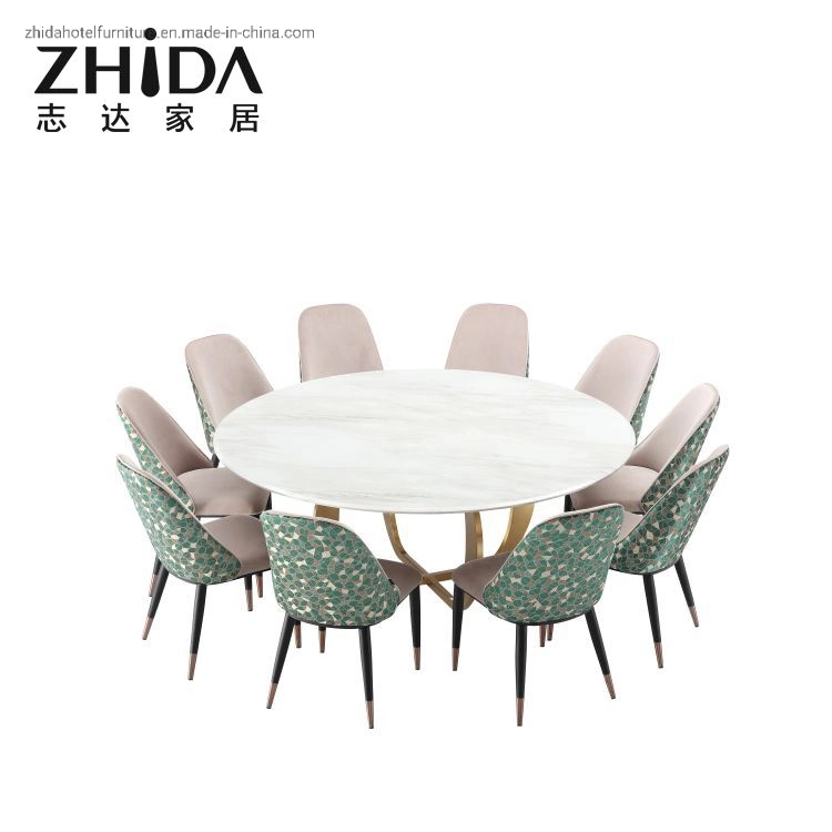 Factory Directly Sale Italian Marble Luxury Home Dining Furniture Table Tickness Durable Gold Metal Leg Hotel Restaurant Furniture Villa Dining Table