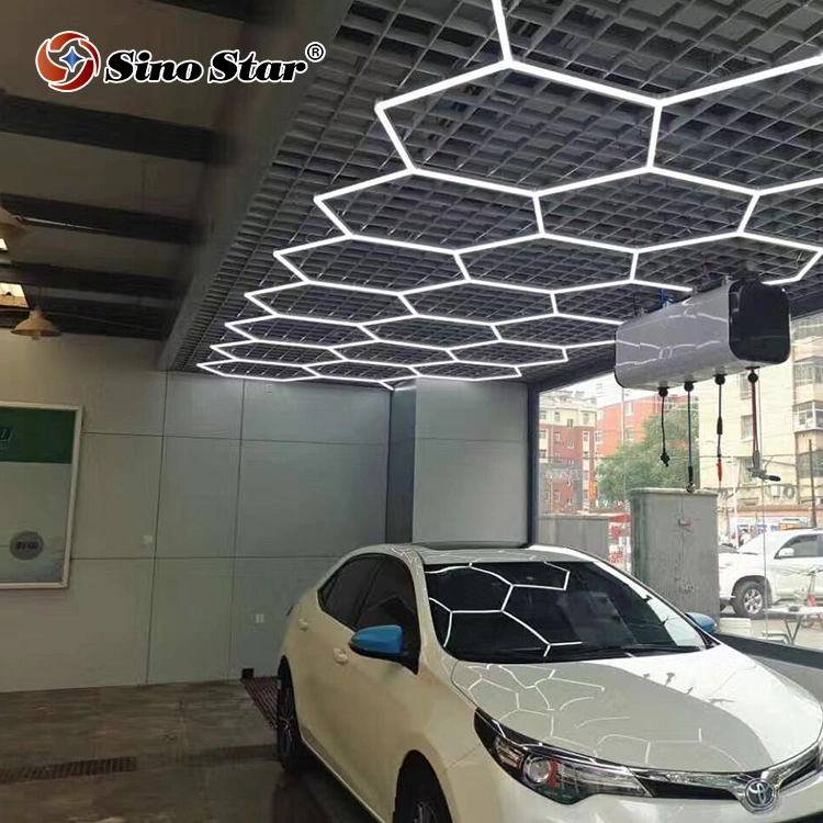 Customer DIY Car Coating Hexagonal Light Ceiling Designed Light Car Workshop Equipment