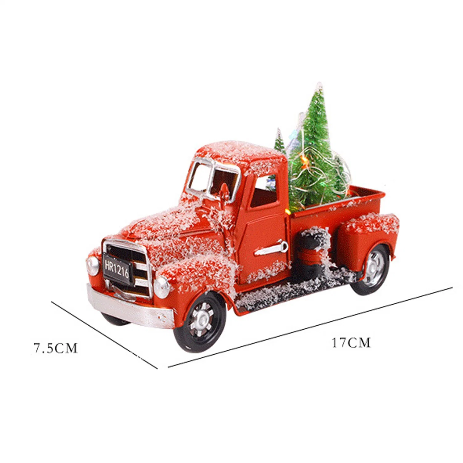 Handmade Ornament Christmas Decorative Model Vintage Red Metal Truck Decor