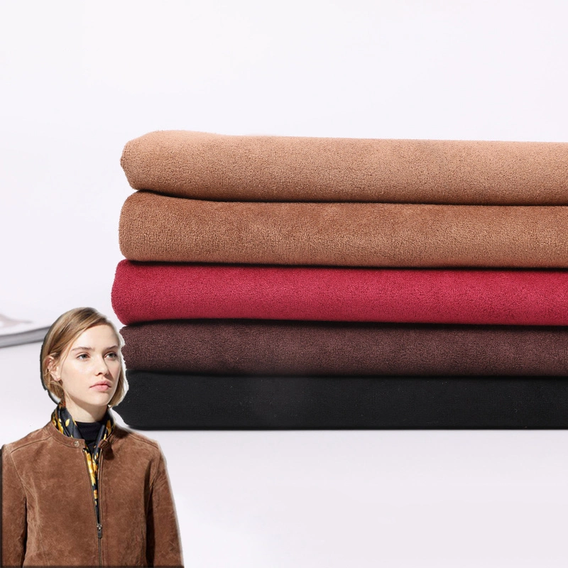 100% Polyester Plain Synthetic Microfiber Suede Fabric for Coat