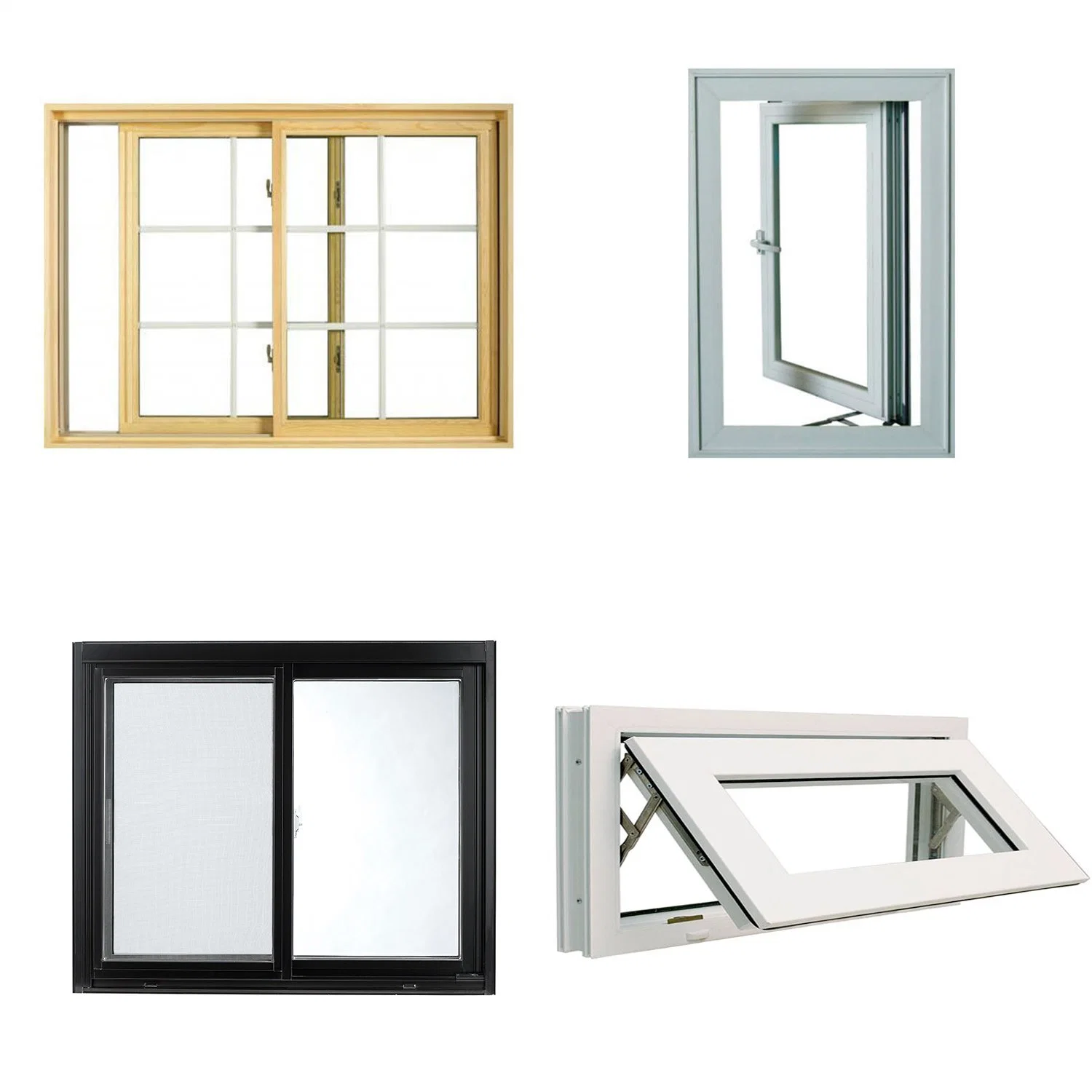 Aluminum Alloy Glazed Fixed Swing Sliding Casement Windows for House, Hotel, Apartment