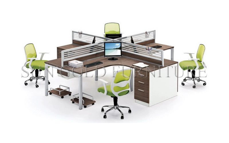 Muebles de oficina moderna estación de trabajo con pantalla de cristal de tabique (SZ-WST632)