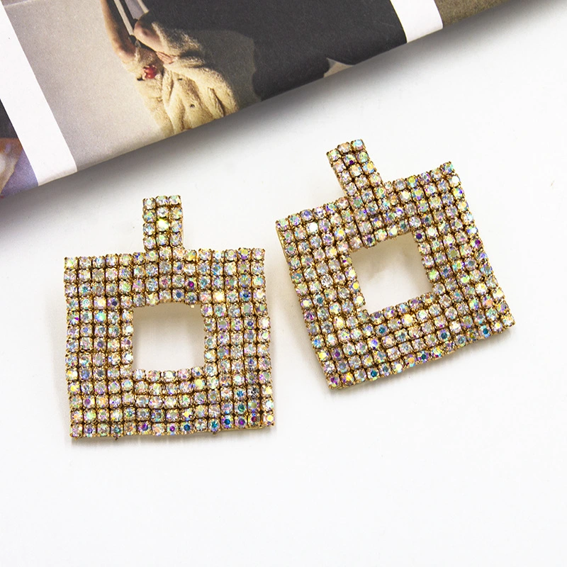 2021 New Style Wedding Party Jewellery personalidade colorida exaggerated Square Brincos de pino de rinoceronte