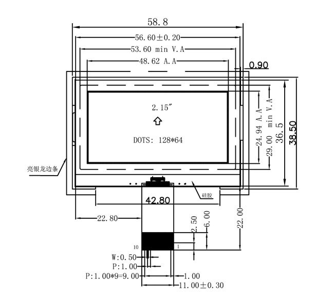 2.4 Inch LCD Monitor Graphic 128X64 Dots St7567 Controller FSTN Cog LCD Display Module