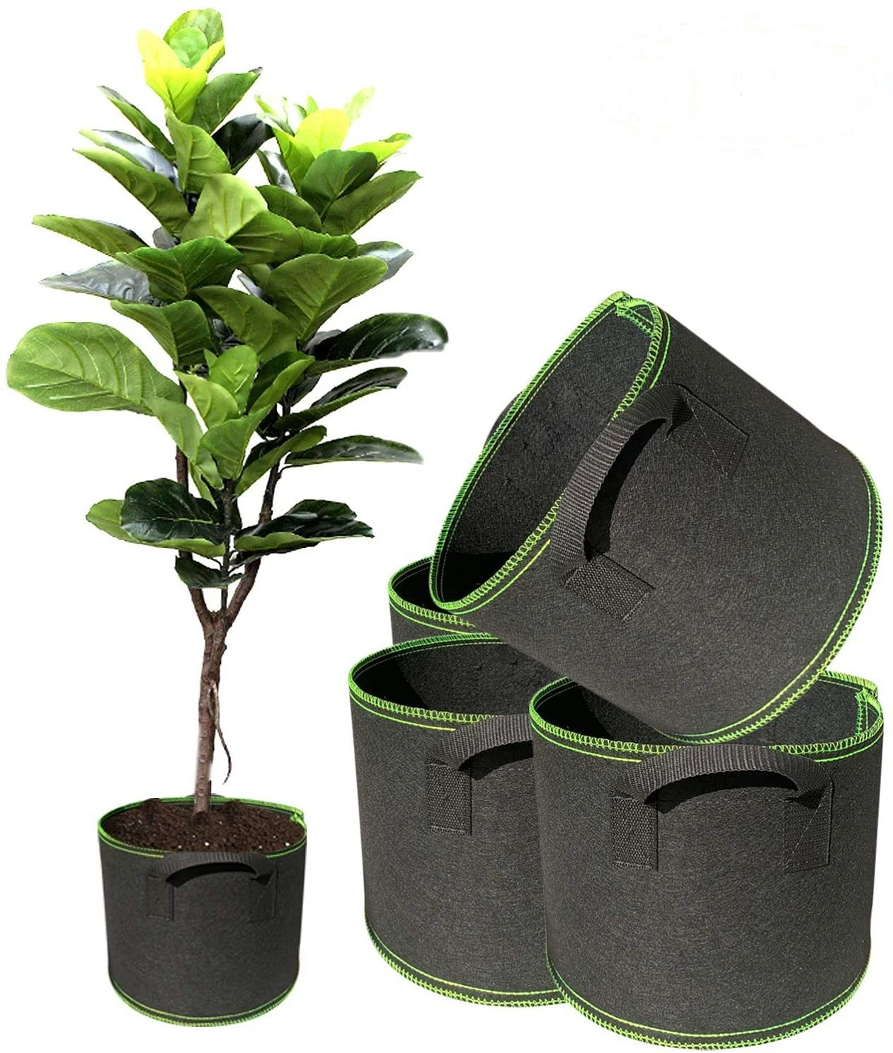 All Size Grow Pots Black Non-Woven 1 Gallon Fabric Pots Non Coated Felt Fabric Nursery Pots for Garden Plants