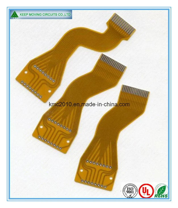 Flex PCB con poliamida 0,2 mm de oro/ Verde Soldermask inmersión