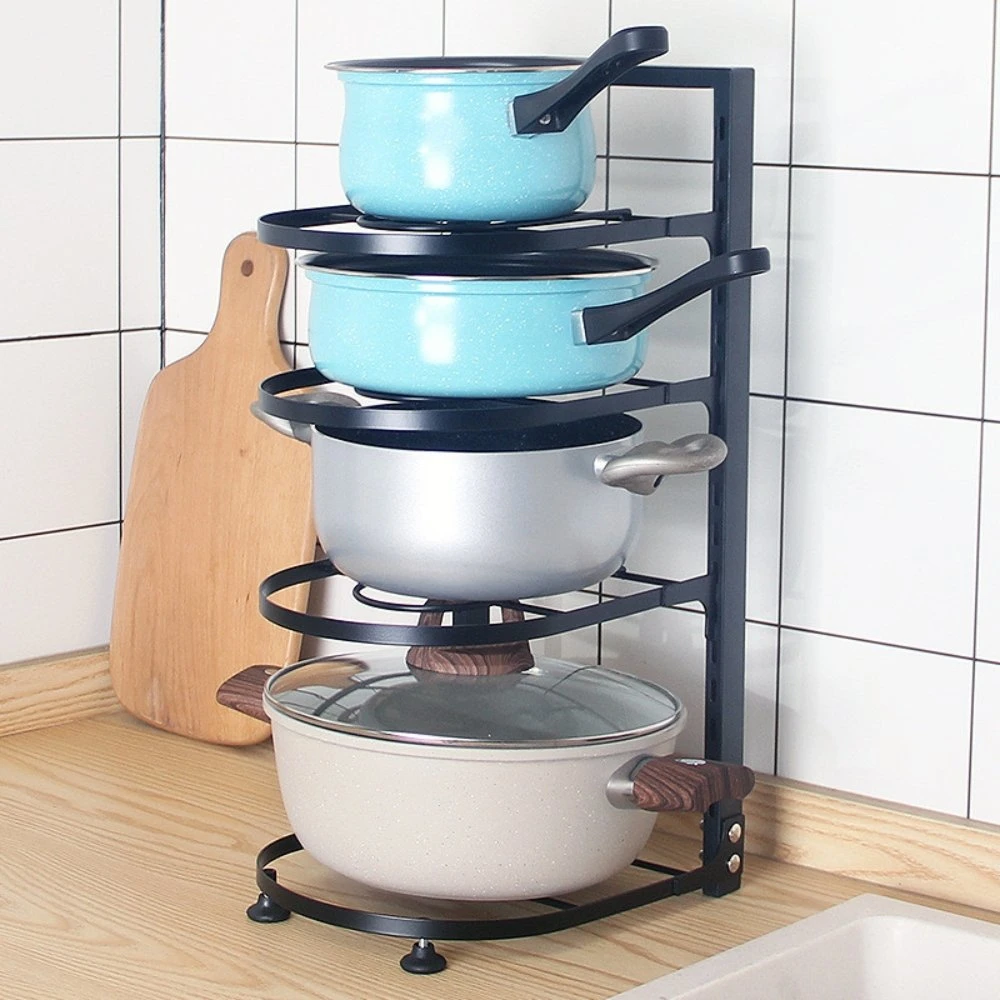 Multicapa Pot Bandeja de almacenamiento debajo del fregadero poner Pot Armario rack de almacenamiento en capas para rack de cocina Home piso al techo Bl23131